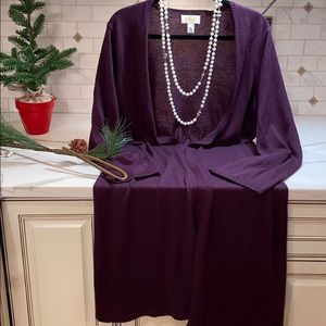 TALBOTS M PURPLE LONG SWEATER CARDIGAN